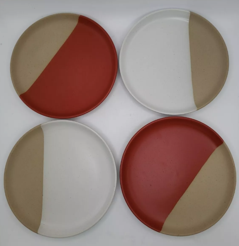 Tabletops Gallery Sedona Appetizer Plates - Set of 4 - Rust And White