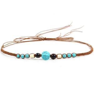 4 x Cowboy Hat Band for Women Men, Beaded Hat Band for Straw Hat Fedora Hand Made Replaceable Hat Band 2, Big Turquoise (Blue)