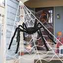 200" Halloween Spider Web + 59" Giant Spider + 20 baby spiders Decorations Fake Spiders with Triangular Huge Spiders Web for Indoor Outdoor Halloween Decorations Yard Home Parties Haunted House Dcor