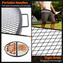 40 Inch X-Marks Fire Pit Grill Grate Round Foldable Fire Pit Cooking Grate Heavy Duty Steel Campfire BBQ Grill Grid with Handles for Outdoor Camping Cooking, Black