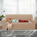 Stretch Couch Cover Washable Sofa Slipcover Furniture Protector with Non Skid Foam and Elastic Bottom for Kids, Dog(Large/Camel)