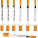 0.5ml Syringe with Cap, 31G 1/4" 6mm 1/2cc Syringes, Disposable Individual Package, Pack of 100