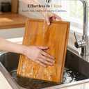 Bamboo Cutting Board Set, 2PCS Double-Sided Chopping Boards for Kitchen Meal Prep & Serving, Charcuterie, Juice Grooves & Side Handle, Ideal for Meat, Vegetables, Kitchen Essentials (14.9"L x 0.6"W, Light Brown)