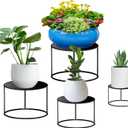 Plant Stand 4 Pack Mid Century Modern Simple Small Plant Stand Indoor Outdoor for Heavy Plant Pots Multiple Height Size Corner Plant Holders -Gifts for Plant Lovers-Black