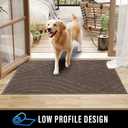 PLEASOR Front Door Mat, Absorbent Dirt Trapper Welcome Door mat Indoor, Non Slip Machine Washable Entryway Rug, Low Profile Doormat, Dog Door Mat for Muddy Paws and Shoes, 32x47, Brown