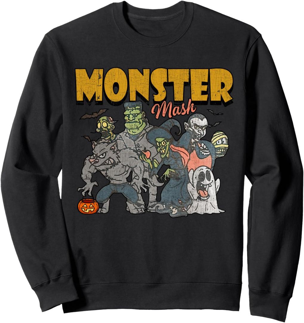 Monster Mash Vintage Ghost Halloween Funny Sweatshirt Small