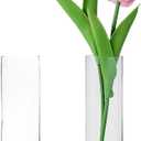 Clear Glass Cylinder Bud Vases,Small Clear Skinny Single Flower Vase for Centerpieces - Minimalist Bulk Vases for Wedding Birthday Bridal Shower Party Events Table Decor (2)