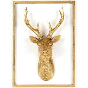 UITWMKTG Gold Animal Head Wall Decor with Metal Frame Vintage Gold Wall Decor Resin Animal Sculptures Modern Home Decor for Bedroom Wall Decoration Deer