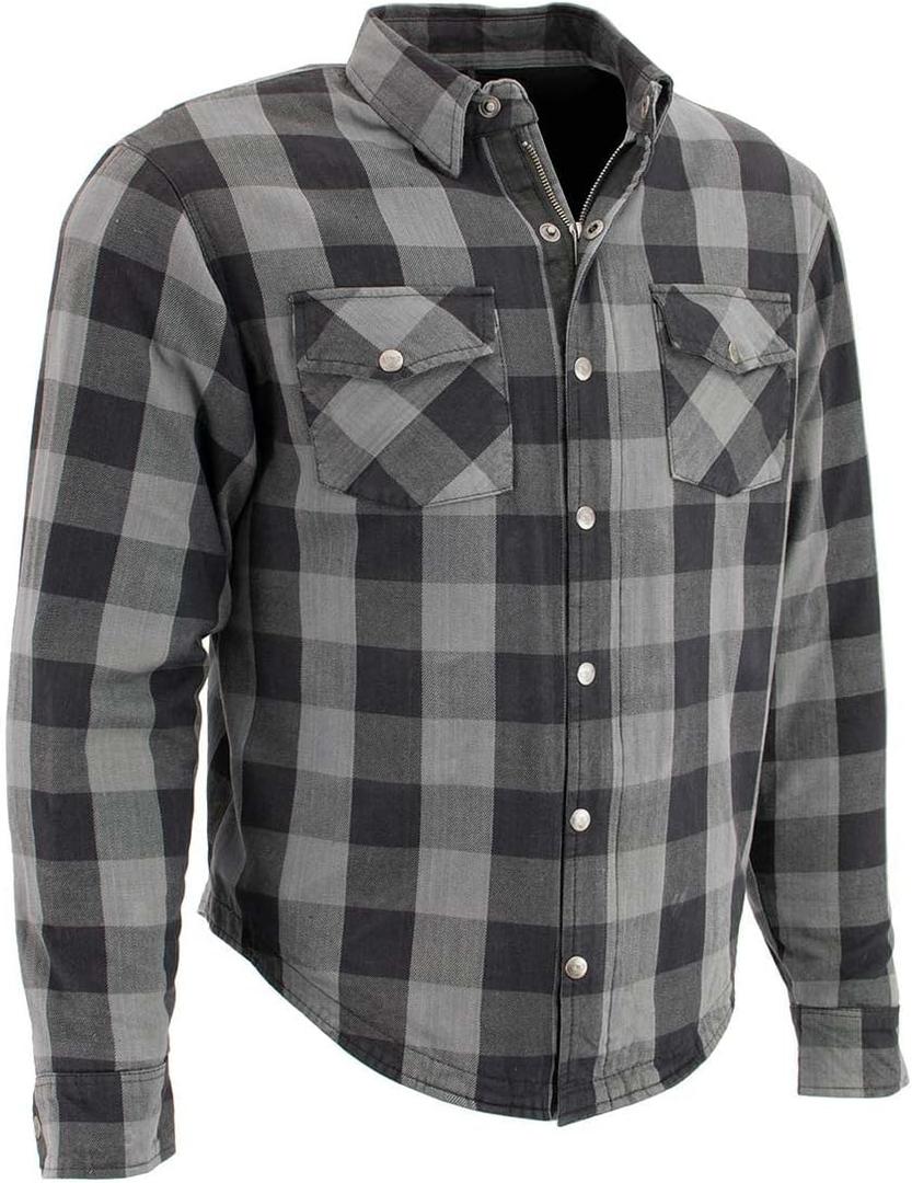 Milwaukee Leather MPM1630 Men's Plaid Flannel Biker Shirt w/CE Armor - Reinforced w/Aramid Fibers (XX-Large)