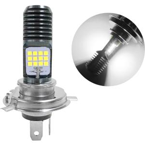 9-16V H4 LED Motorcycle Headlight Bulbs, Super Bright 3030 Chips Bulb Halogen Lamp Replacement, Waterproof High/Low Beam LED Headlight Bulb for Most Motorcycles ATVs (White)