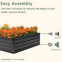 DIIYIV 2PCS 12x4x1FT Galvanized Raised Garden Bed Kit,Vegetable Boxes-Rectangle Metal Flower Box,Large Planter Raised Beds Outdoor Garden for Planting,Fruit,Herb-Black