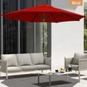 Ayge 9FT Large Outdoor Patio Umbrella Market Table Umbrella-UV Resistant, Easy Push Button Tilt and Crank, 8 Sturdy Fiberglass Ribs Heavy-Duty Pool Umbrella for Deck, Backyard,Garden,Red