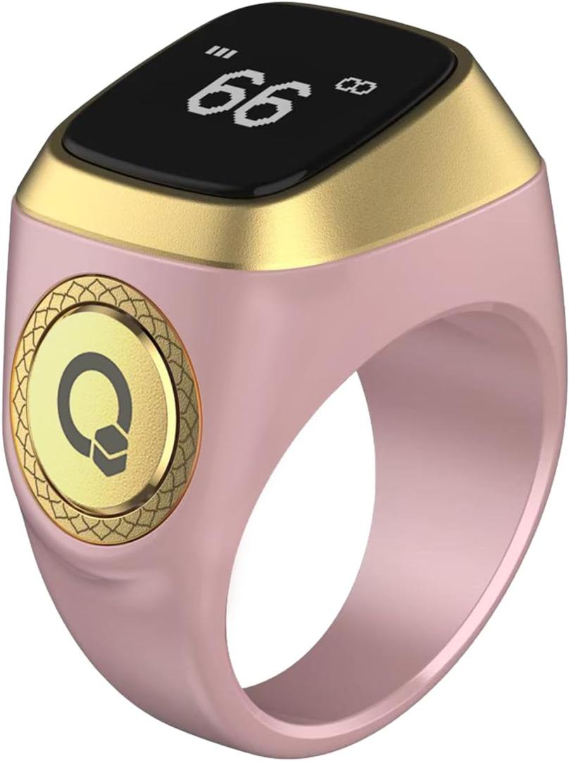 Smart Tasbih Zikr Ring, 20mm Muslim Digital Azan Alarm Clock, Tasbih Counter Smart Ring (Pink)