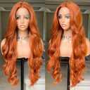 FABLLE Ginger Lace Front Wig - 30 Inch Long Body Wave, Pre-Plucked with Baby Hair, Sun Orange Color
