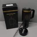 40 oz Tumbler With Handle and Straw, Gloss Insulated Travel Tumbler, Fits in Cup Holder, Travel Coffee Mug with Lid, Included Leak Proof Straw Cover -Petal Focus
