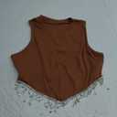 Durio Sparkly Crop Tops for Women Rhinestone Fringe Tank Tops Y2K Party Concert Outfit Gifts for Women (Medium, Brown)