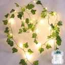 2 Pack Vines with Lights Battery Operated, 6.56ft 20 LED Vines with Fairy Light, Leaf Light with 8 Modes, Fake Vines Ivy String Lights for Bedroom, Wall, Room, Garden, Party Decor