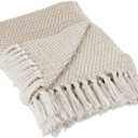 DII Woven Throw Collection 100% Cotton, Basketweave, 50x60, Stone