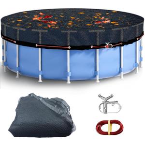 26.2 Ft Round Leaf Cover for Above Ground Pool, Durable Black Mesh Swimming Pool Leaf Cover with Winch & Cable for Leaves and Debris for 24 Ft Round Pools ( Black, 24 Ft )