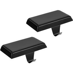 Christmas Stocking Holder Bases for Mantle, Anti-Slip Black Christmas Stocking Hangers Set of 2, Metal Stocking Hanging Hooks for Christmas Fireplace Mantel Xmas Holiday Decorations