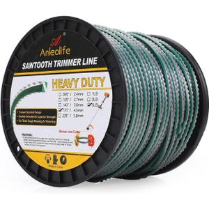 A ANLEOLIFE 5-Pound Heavy Duty Sawtooth .170-inch-by-440-ft Dual Core String Serrated Trimmer Line Spool for Walk Behind Wheeled Mowers,with Built-in Line Cutter A ANLEOLIFE 5-Pound Heavy Duty Sawtooth .170-inch-by-440-ft Dual Core String Serrated Trimmer Line Spool for Walk Behind Wheeled Mowers,with Built-in Line Cutter