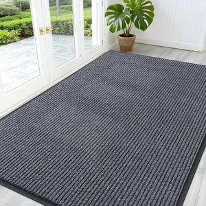 OLANLY Front Door Mat Indoor Outdoor Entrance, Waterproof Heavy Duty Doormat, Fade Resistant, Low Profile, Easy Clean Patio Porch Welcome Floor Mats for Entry, 59x40, Grey