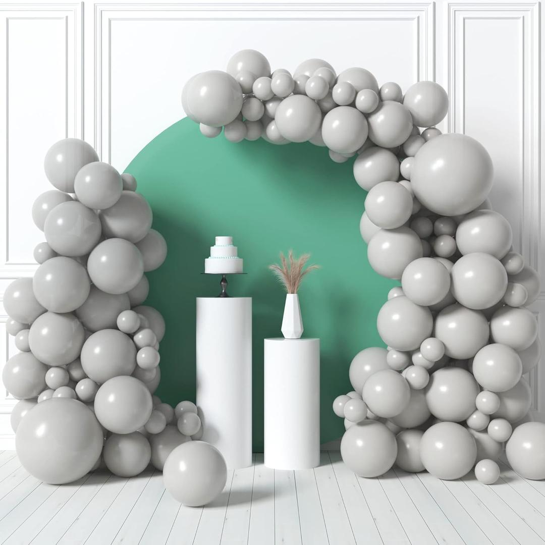 HOUSE OF PARTY Pastel Gray Balloons - Grey Balloon Garland, 5/12/18 Inch Grey Balloons Different Sizes Pack for Graduation Party, Wedding Dcor, Birthday Party and Easter Decorations