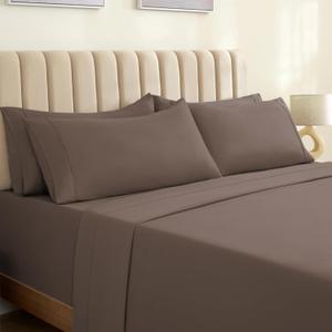 LuxClub 4 PC Sheet Set Bed Sheets Deep Pockets 18" Eco Friendly Wrinkle Free Cooling Machine Washable Hotel Bedding Silky Soft - Tree Bark King