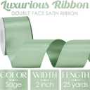 MEEDEE Sage Satin Ribbon 2 Inch Light Green Ribbon Double Faced Satin Ribbons by 25 Yards Silk Luxurious Green Ribbons for Crafts, Cake Decoration, Weddings, Flower Bouquet
