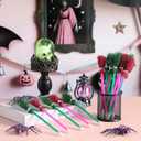 Funrous 20 Pcs Witch Favors Broom Pink and Green Pens Bulk Princess Ballpoint Pencils for Christmas Holiday Birthday Shower Music Themed Supplies Decorations Gifts