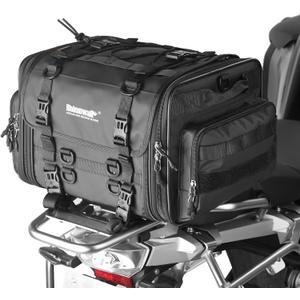 Rhinowalk Motorcycle Tail Bag Expandable Motorcycle Travel Luggage 80L Waterproof All Weather/Trunk/Rack Bag with Sissy Bar Straps-Black