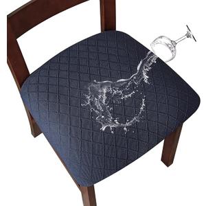 Genina Waterproof Seat Covers for Dining Room Chairs Covers Dining Chair Cover Kitchen Chair Covers (Navy Blue, 2 Pcs)
