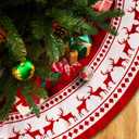 Christmas Tree Skirt 60 inch Red Large Round Fashion Tree Skirt Christmas Decorations with White Snowflake Reindeer for Xmas Ornaments for Winter New Year