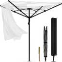 Umbrella Clothesline Outdoor, Rotary Retractable Clothes Line Outdoors Adjustable Height Drying Rack Clothing 4 Arms 12 Lines with 165 Feet Heavy Duty Outdoor Clothesline for Backyard