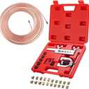 25 ft 3/16 Copper Coated Brake Line Kit 16 Brake Line Fittings and 4 Unions Brake Line Fittings Double & Single Flaring Tool Kit