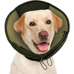 AOFITEE Large Dog Cone - Soft Dog Cone Stop Licking, Adjustable Extra Large Cones Dogs for Wound Healing, Pet Elizabethan Cones Collar After Surgery, XL Fabric Pet E-Collar, Army Green X-Large