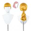 Bo Peep Wig with Headband Lacey Wigs 19th Century Pigtails Maiden Long Curlsbundle Wig (Blonde)