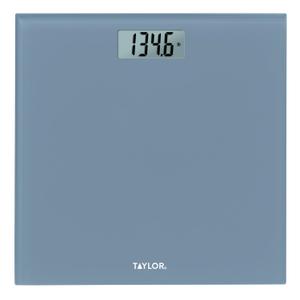 Taylor Digital Glass Bathroom Scale for Body Weight, Accurate High Precision and Durable Platform, Digital Weighing Machine for People, Easy-to-Read Display, 350 lb Capacity, Slate Blue (11 x 11 Inch)