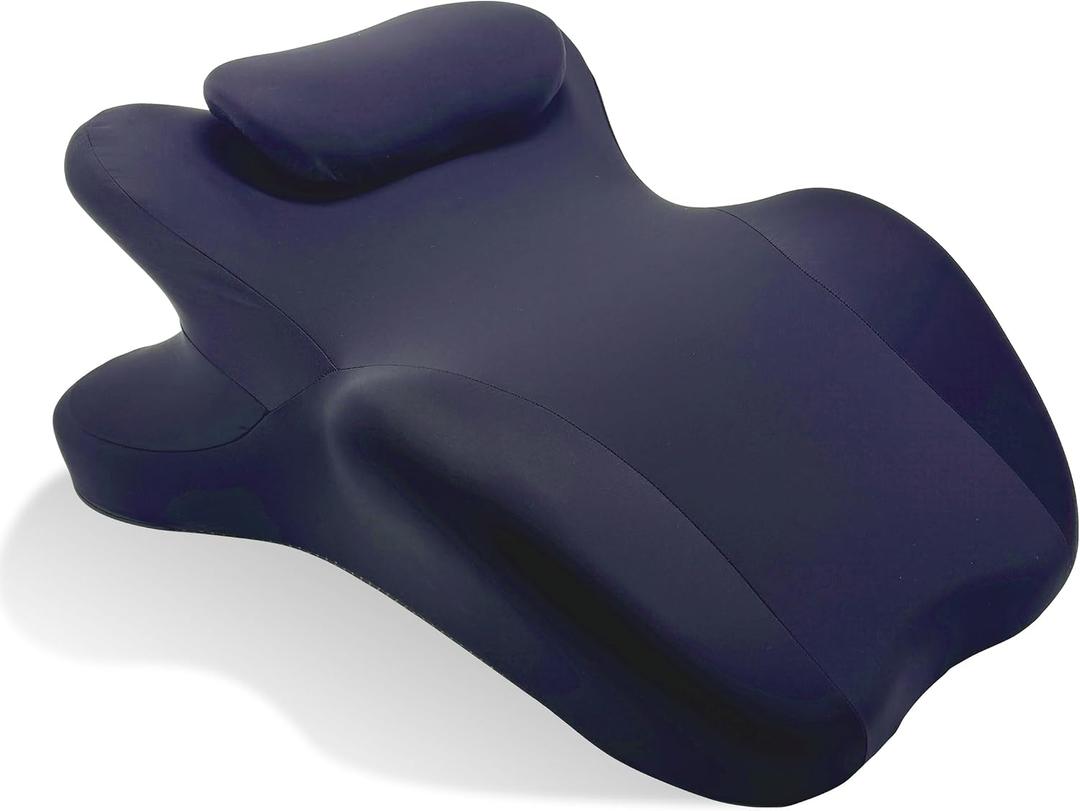 Memory Foam Wedge Pillow Ergonomic Reading Pillow, Comfortable and Supportive Back Support Prone Pillow to Relax Neck and Back for Reading, Watching TV, Sleeping on Your Stomach in Bed-Navy Blue