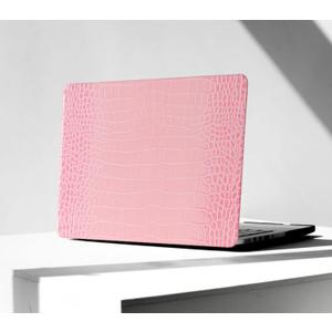 KEROM Compatible for MacBook Air 13 inch Case 2026 M5, 2022-2025 M4/M3/M2 A3449 A3240 A3113 A2681, Textured Luxury Crocodile Aligator Skin Snakeskin PU Leather Hardshell Case & Keyboard Cover, Pink