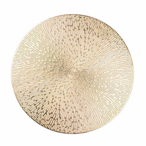 Round Placemats Gold Metallic Set of 19 Vinyl Hollow Placemats 15 Inch, Washable Easy Clean Wipeable Non Slip Stain Heat Resistant Dining Table Place Mats for Wedding Party Decoration by Snowkingdom