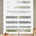 SEEYE Cordless Zebra Blinds Roller Shades for Window Day and Night Blind Dual Layer Light Filtering Shade Light Control Room Darkening Horizontal Window Treatment 34" W X 72" H, White (34"W x 72"H, White)
