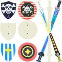 12 Piece Knight Set for Kids DIY Shield & Sword Set, Wooden Crafts Blank Shield and Sword, Kids Party, Knight Crafts Comes with Diamond Paint and Acrylic Pen