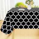 Smiry Rectangle Table Cloth, Waterproof Vinyl Tablecloth with Flannel Backing for Rectangle Tables, Wipeable Spillproof Plastic Tablecloths for Dining, Camping, Indoor and Outdoor 60" x 102", Black
