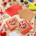 Motipuns 24 Pack Mother's Day DIY Card Making Kit Blank Card Envelopes with 1200 Colorful Pom Poms Balls Heart Decor for Make Your Own Craft Exchange Activity Scrapbook Gift(Pink, Red, White)