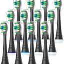 Replacement Toothbrush Heads Compatible with AquaSonic Black Series Vibe Series Duo Pro Elite Series Electric Toothbrush, 12 Count, Black