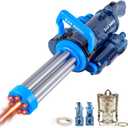 Gatling Electric Water Gun, Automatic Powerful Squirt Gun Long Range High Capacity WaterGun with Plumbing & Backpack, Strongest Water Blasters Cool Summer Water Toy Gifts for Kids & Adults (Blue)