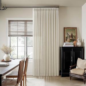 Neutral Flax Linen Curtains 84 Inches Long for Living Room Bedroom Pinch Pleated Back Tab Thick Drapes Neutral Decor Oatmeal Beige Semi Sheer 84 Inch Curtains for Dining Room Window W50xL84