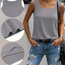 Velvelhall 3 Pack Summer Women's Tank Tops Casual Sleeveless Shirt Loose Fit Square Neck Tank Top (Small,Gray, White, Black)