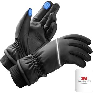 Winter Gloves Men Women Made with 3M Insulation, -20 GEANI-TEX Waterproof&Windproof Gloves for Cold Weather (Large, Black)